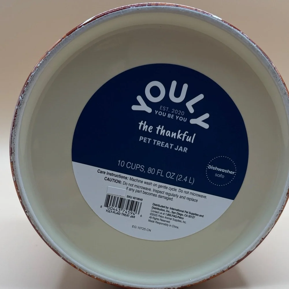 Youly Plaid PetTreat Canister NWT